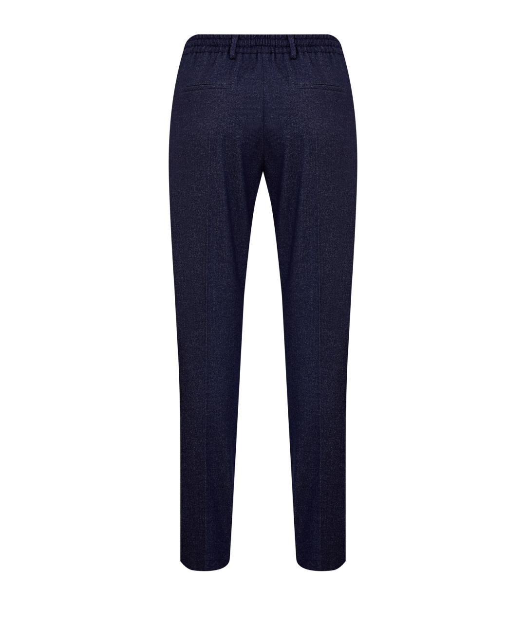 ELEVENTY Темно-синие шерстяные прямые брюки, фото 2