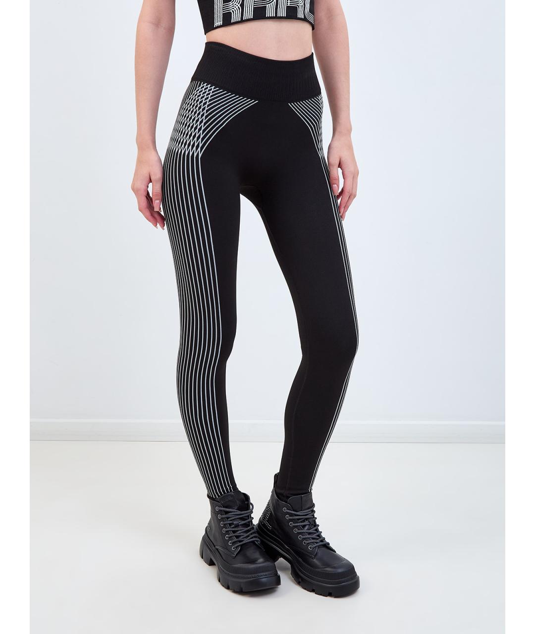 KARL LAGERFELD Черные полиамидовые леггинсы и велосипедки, фото 3