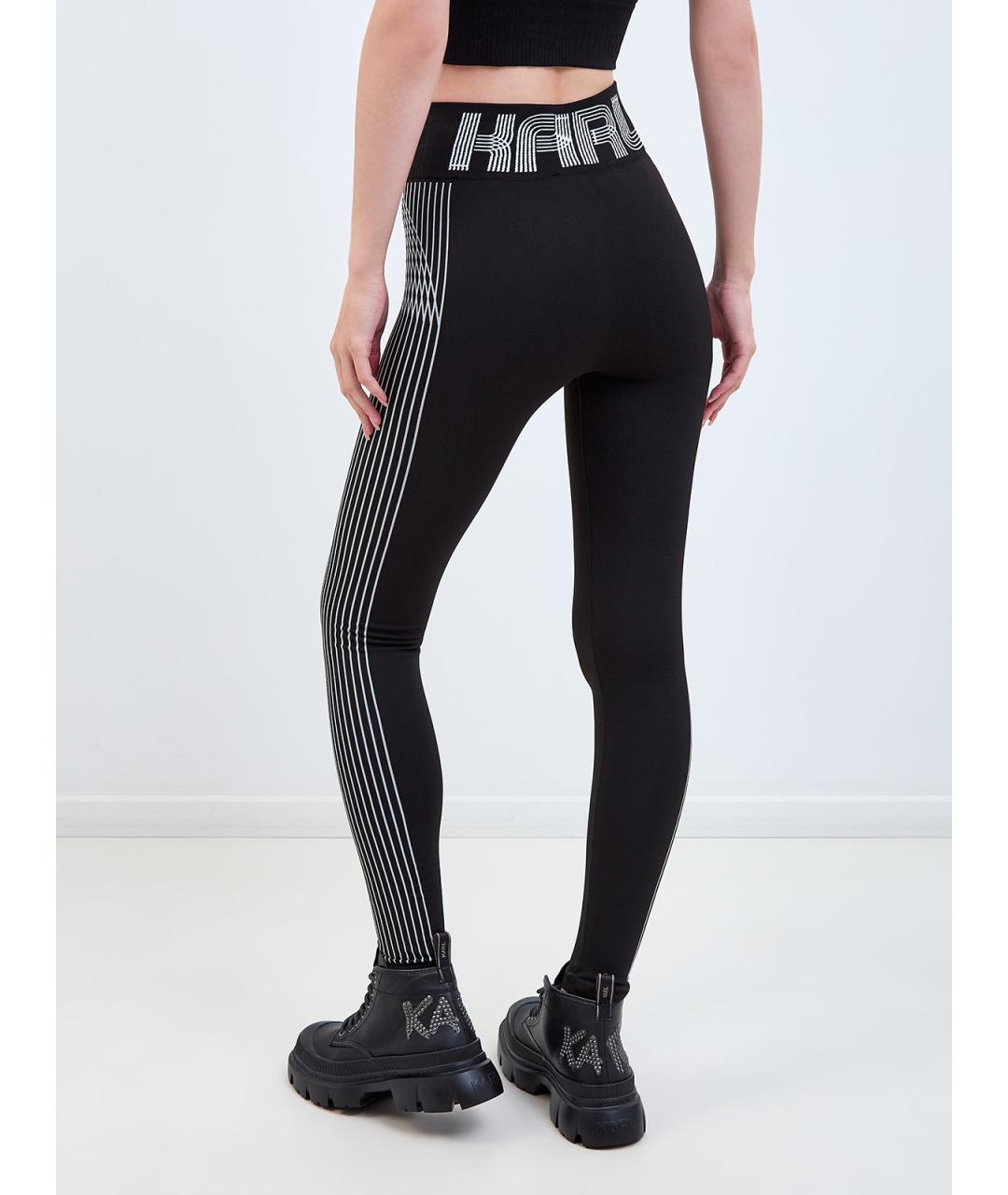 KARL LAGERFELD Черные полиамидовые леггинсы и велосипедки, фото 4