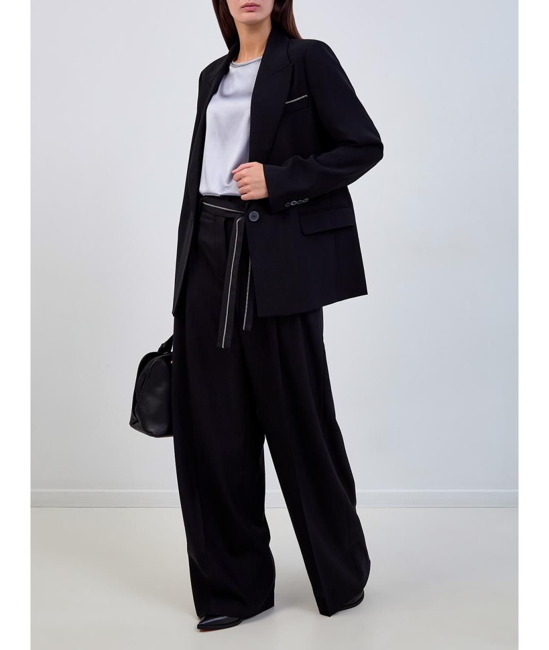 PESERICO Черные шерстяные прямые брюки, фото 2