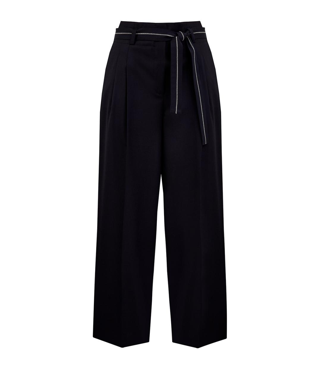 PESERICO Черные шерстяные прямые брюки, фото 1