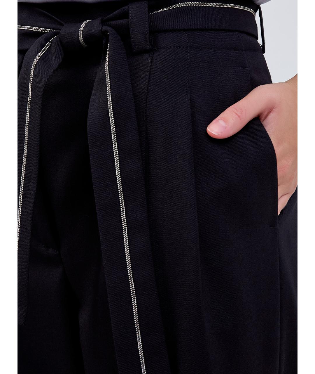 PESERICO Черные шерстяные прямые брюки, фото 5