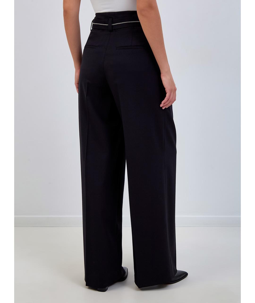 PESERICO Черные шерстяные прямые брюки, фото 4