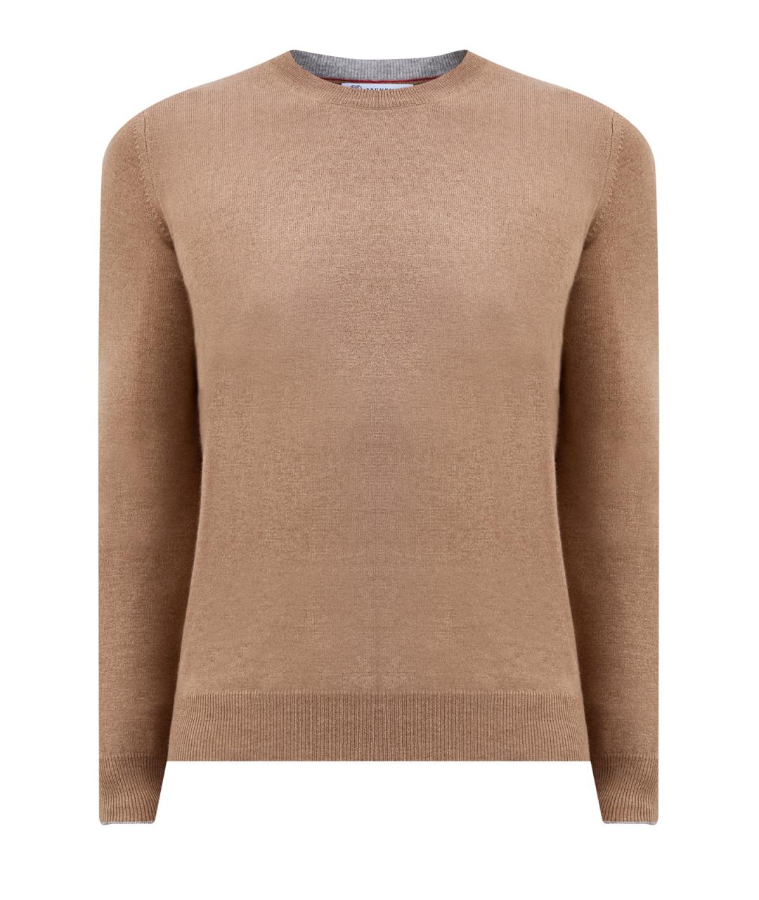 BRUNELLO CUCINELLI Коричневый кашемировый джемпер / свитер, фото 1