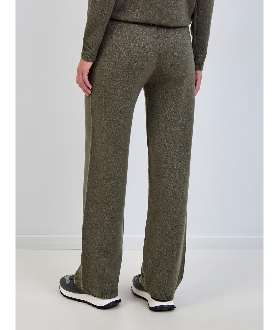 PESERICO Зеленые шерстяные прямые брюки, фото 4