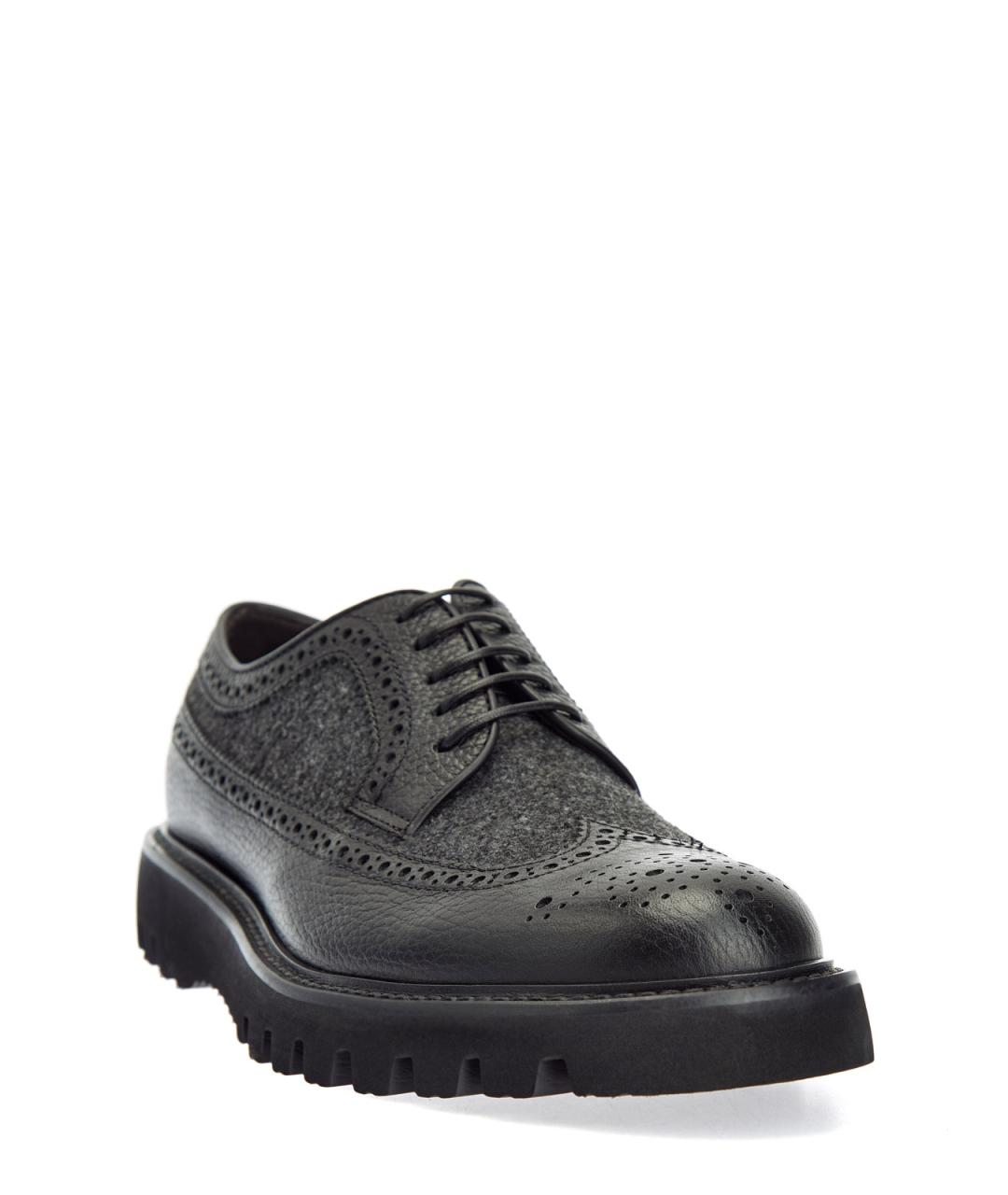 BARRETT Антрацитовые кожаные низкие ботинки, фото 3