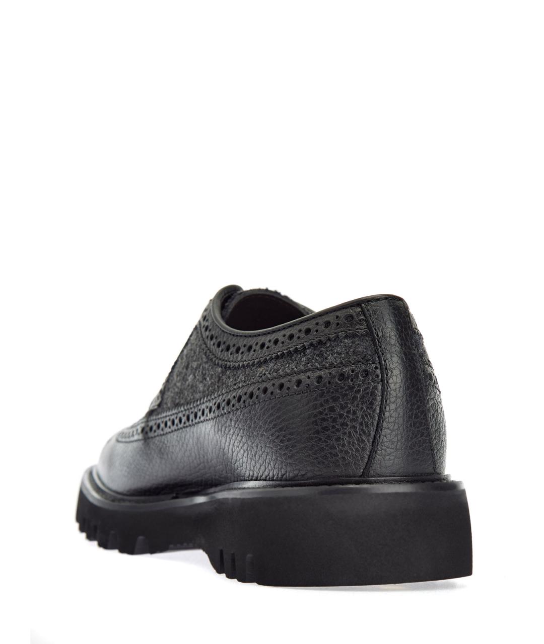 BARRETT Антрацитовые кожаные низкие ботинки, фото 4