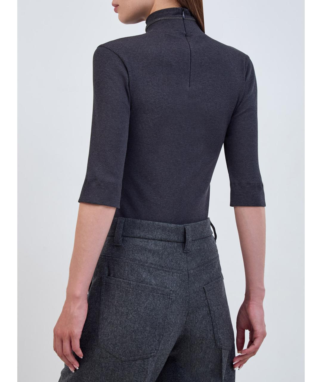 BRUNELLO CUCINELLI Антрацитовая хлопковая водолазка, фото 4