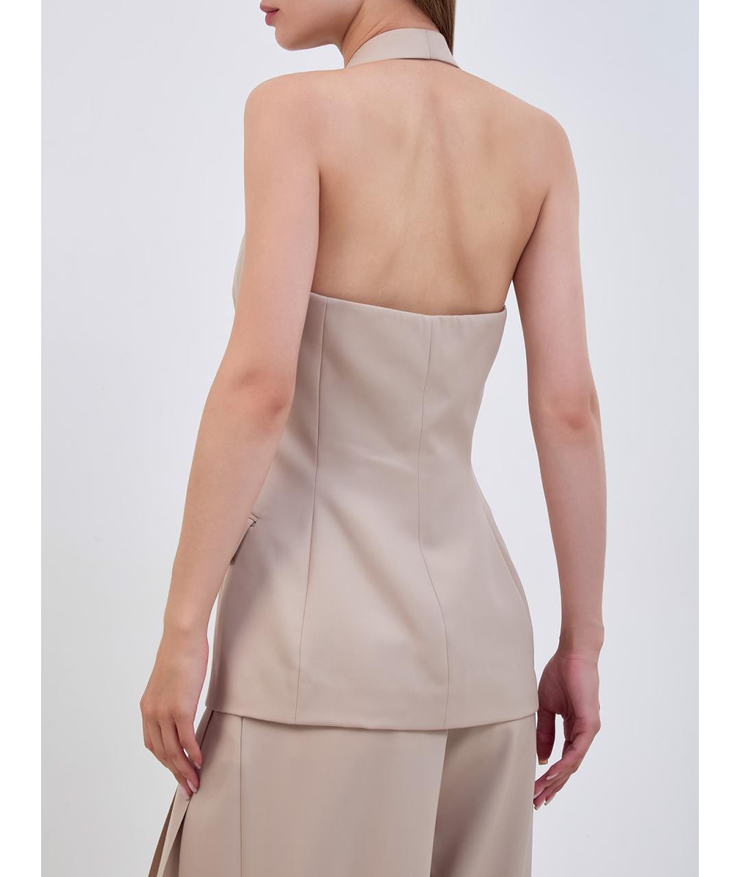 GIUSEPPE DI MORABITO Бежевый шерстяной жилет, фото 4