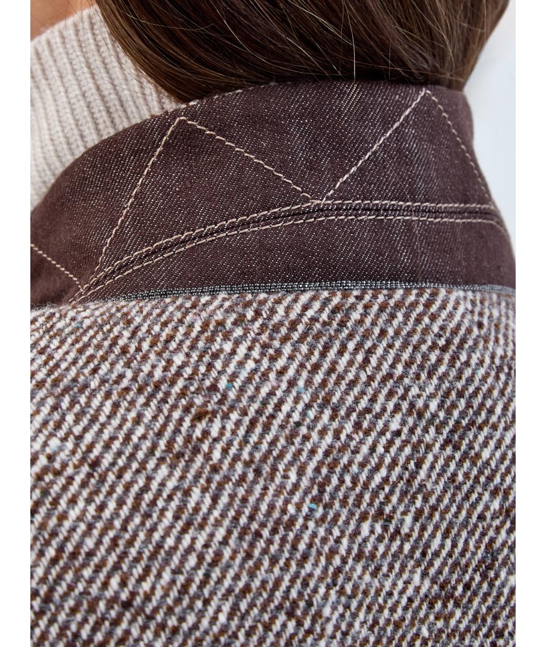 BRUNELLO CUCINELLI Коричневое шерстяное пальто, фото 5