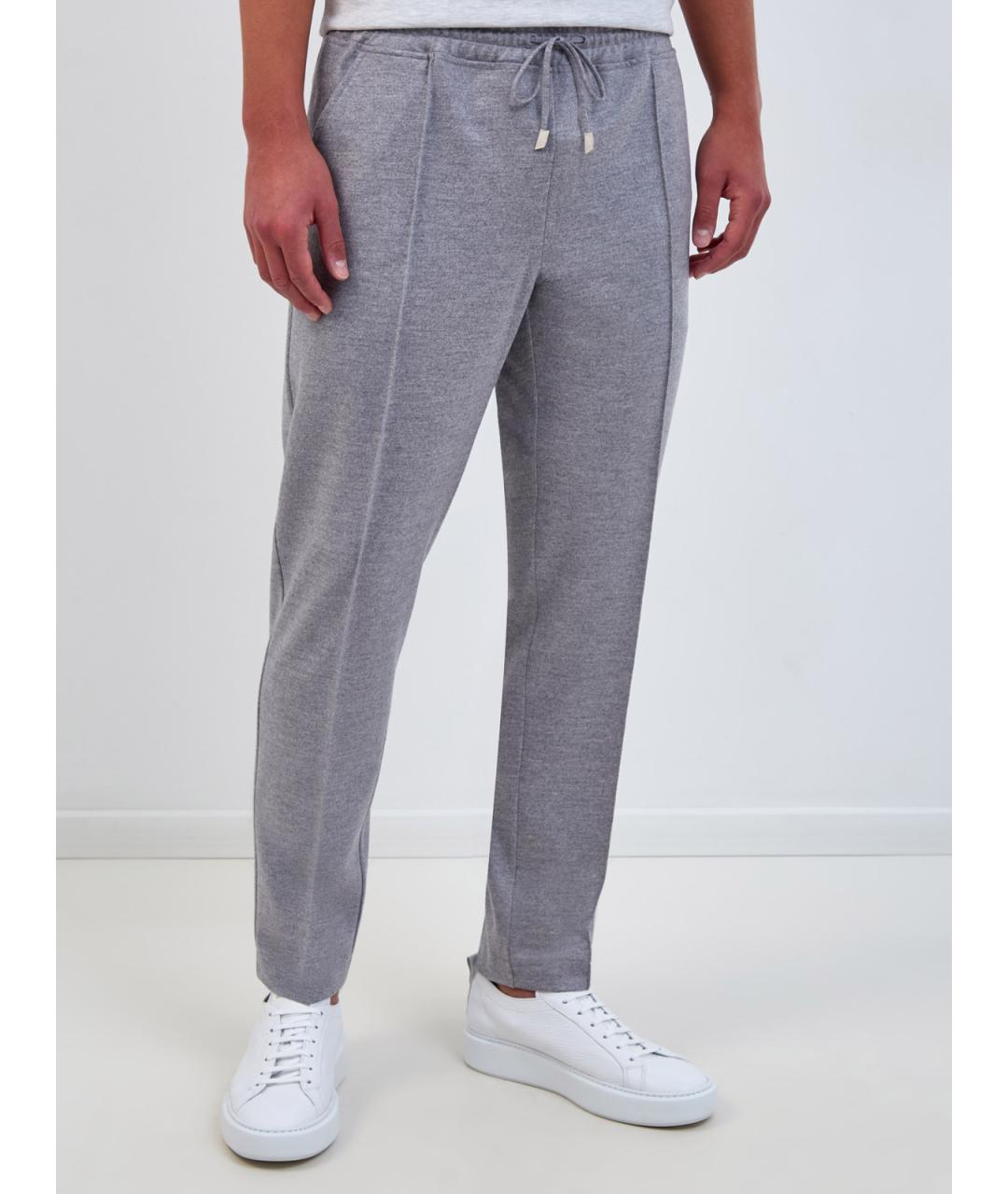 ELEVENTY Серые шерстяные повседневные брюки, фото 3