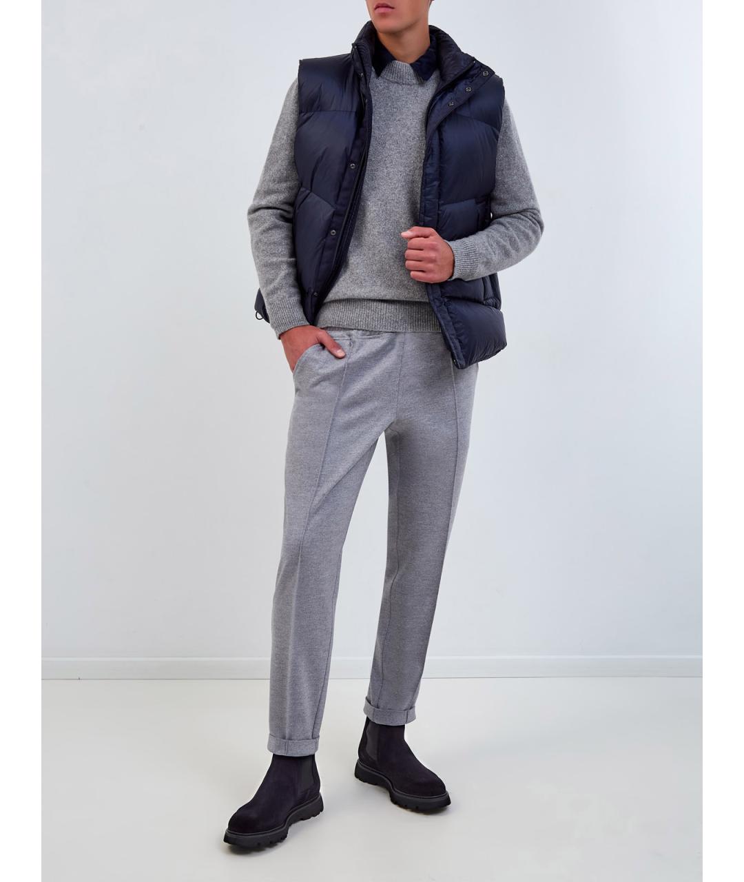 ELEVENTY Серые шерстяные повседневные брюки, фото 2