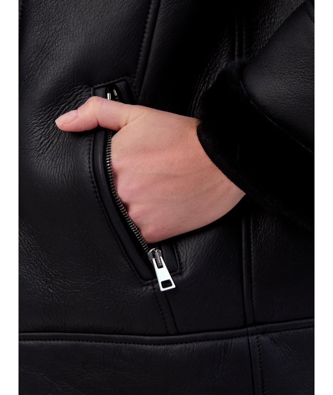 BLANCHA Черная кожаная дубленка, фото 5