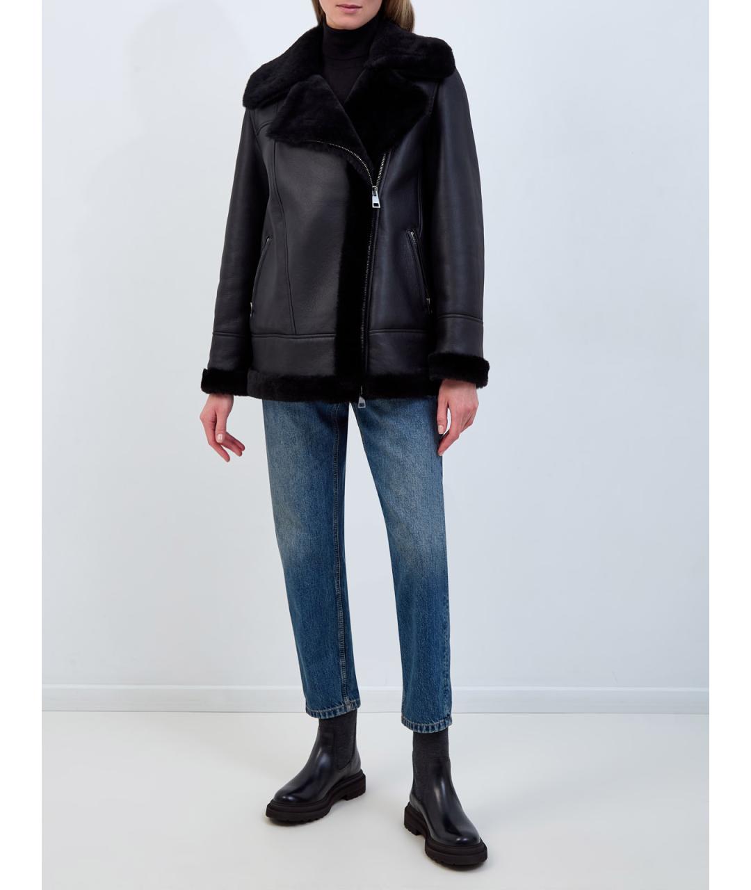 BLANCHA Черная кожаная дубленка, фото 2