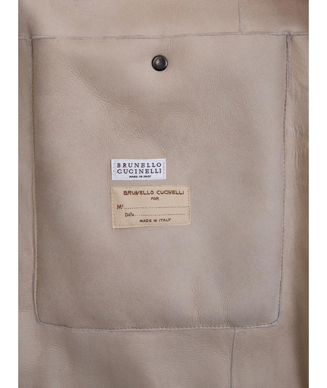 BRUNELLO CUCINELLI Бежевая меховая дубленка, фото 6