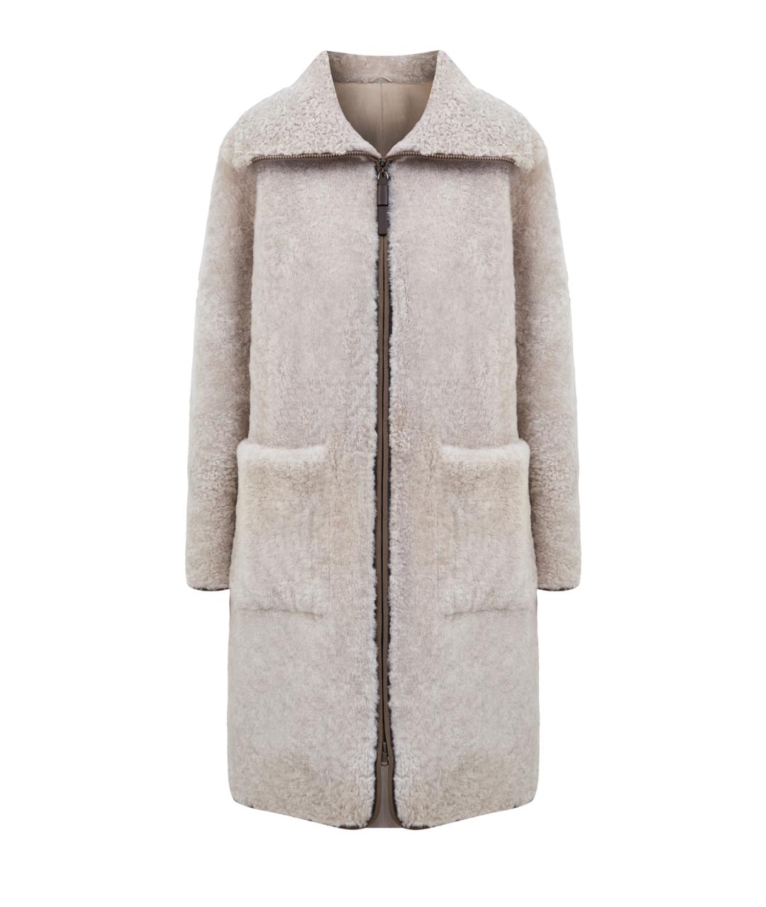 BRUNELLO CUCINELLI Бежевая меховая дубленка, фото 1