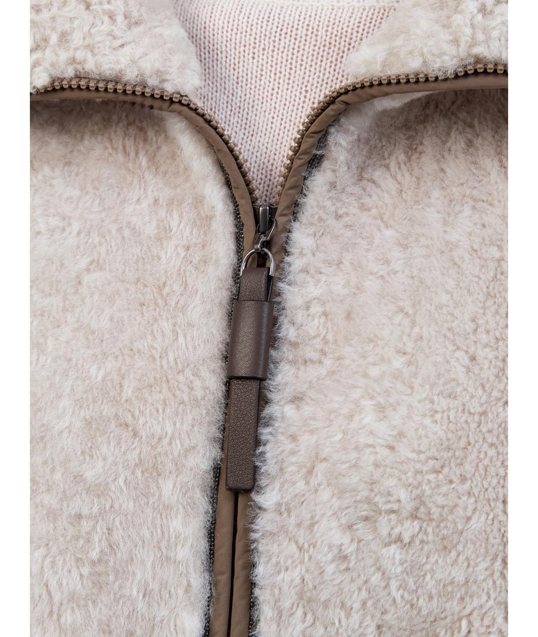 BRUNELLO CUCINELLI Бежевая меховая дубленка, фото 5