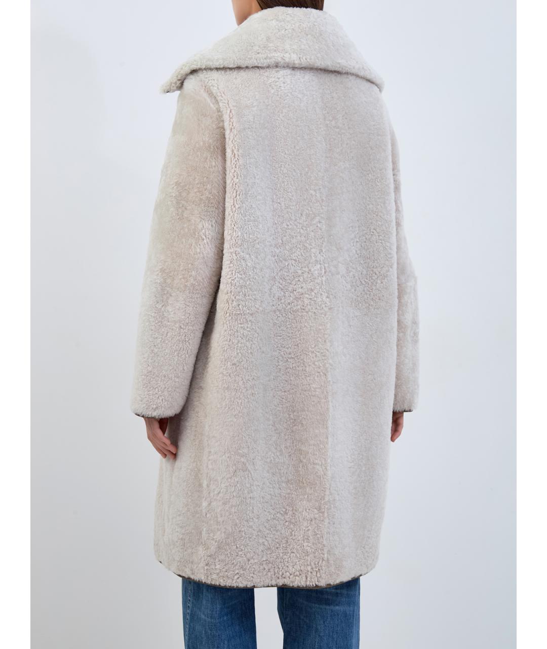 BRUNELLO CUCINELLI Бежевая меховая дубленка, фото 4