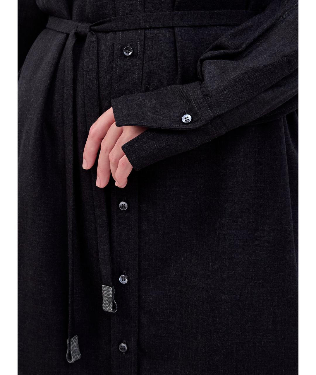 BRUNELLO CUCINELLI Черное шерстяное повседневное платье, фото 3