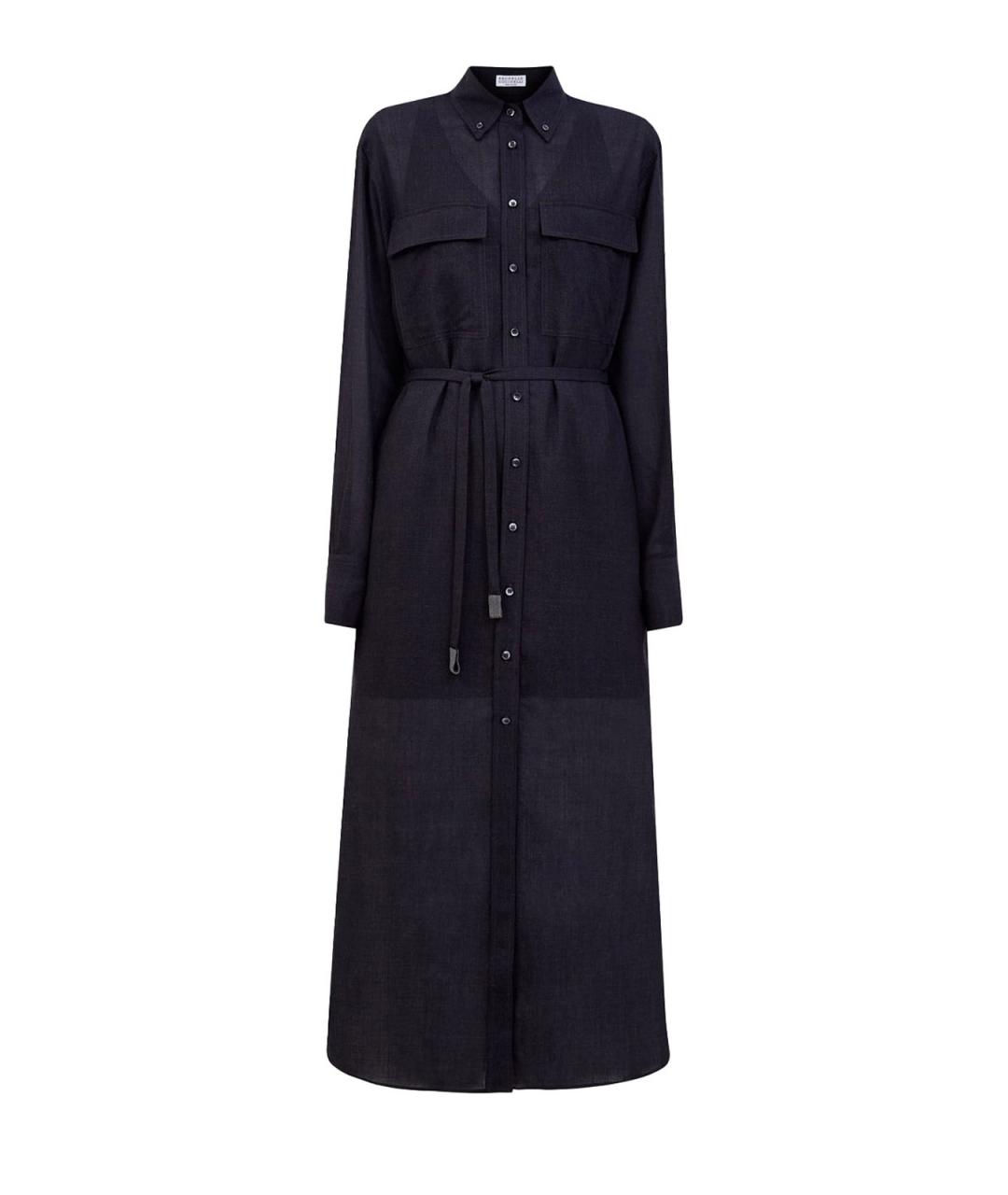 BRUNELLO CUCINELLI Черное шерстяное повседневное платье, фото 1