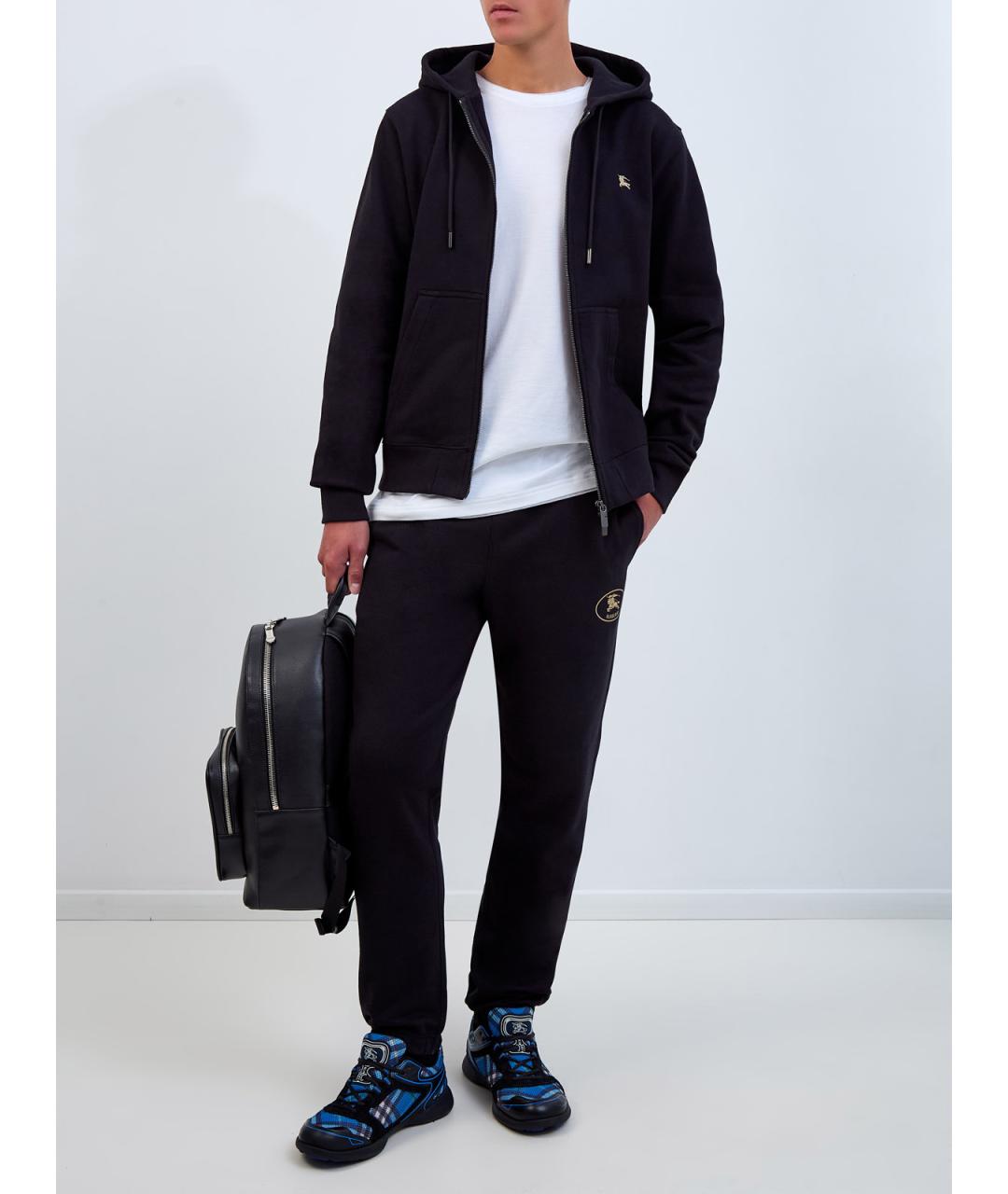 BURBERRY Черные хлопковые повседневные брюки, фото 2