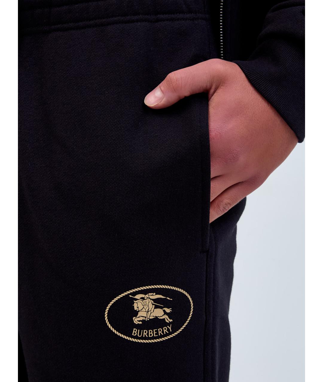 BURBERRY Черные хлопковые повседневные брюки, фото 5