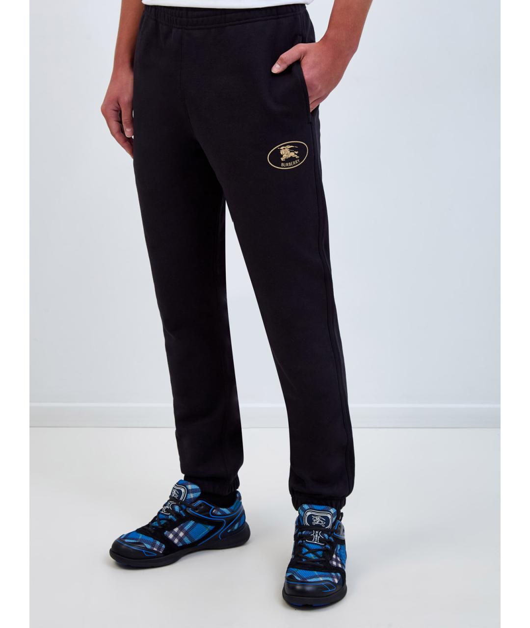 BURBERRY Черные хлопковые повседневные брюки, фото 3