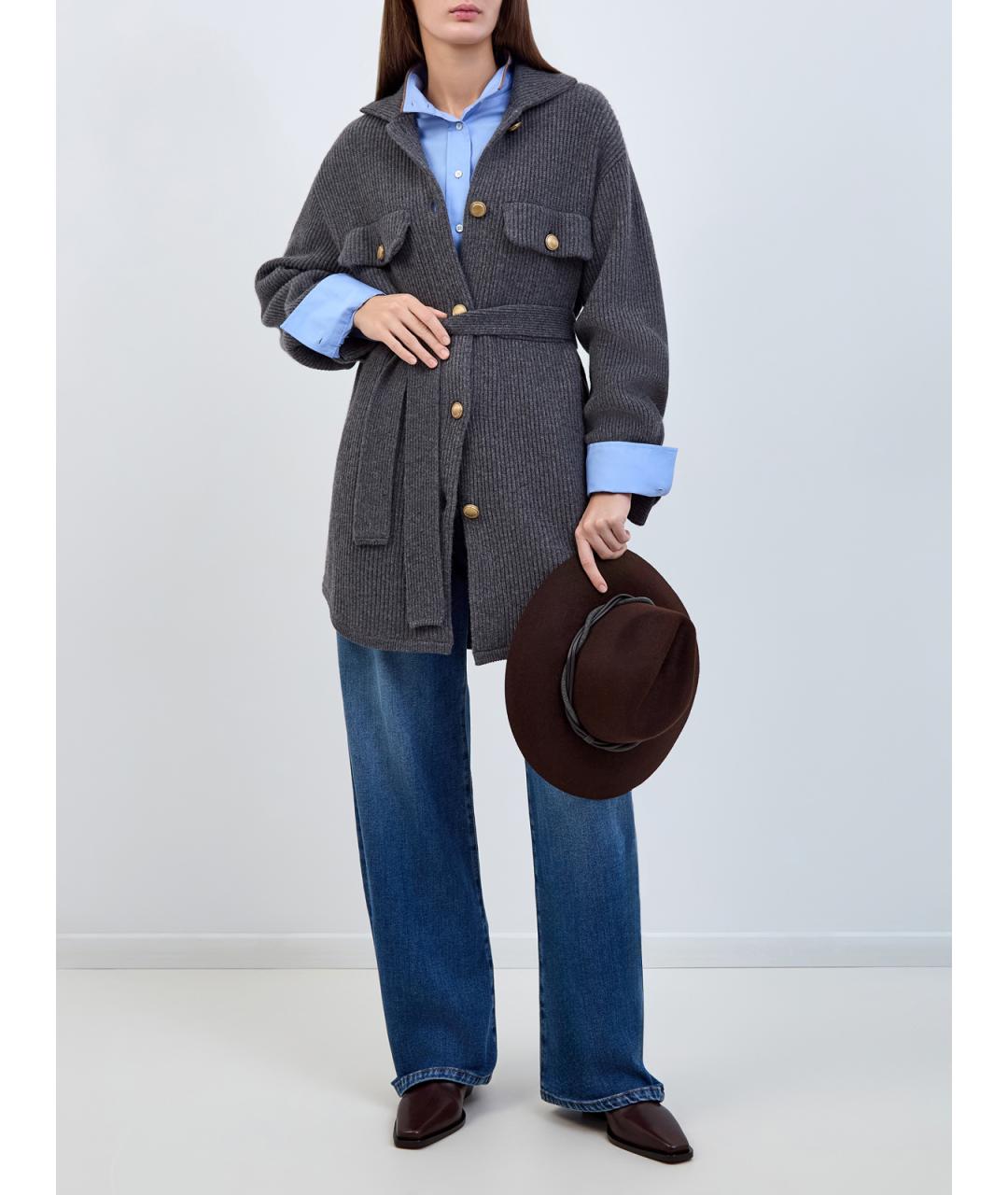 BRUNELLO CUCINELLI Серый шерстяной кардиган, фото 2