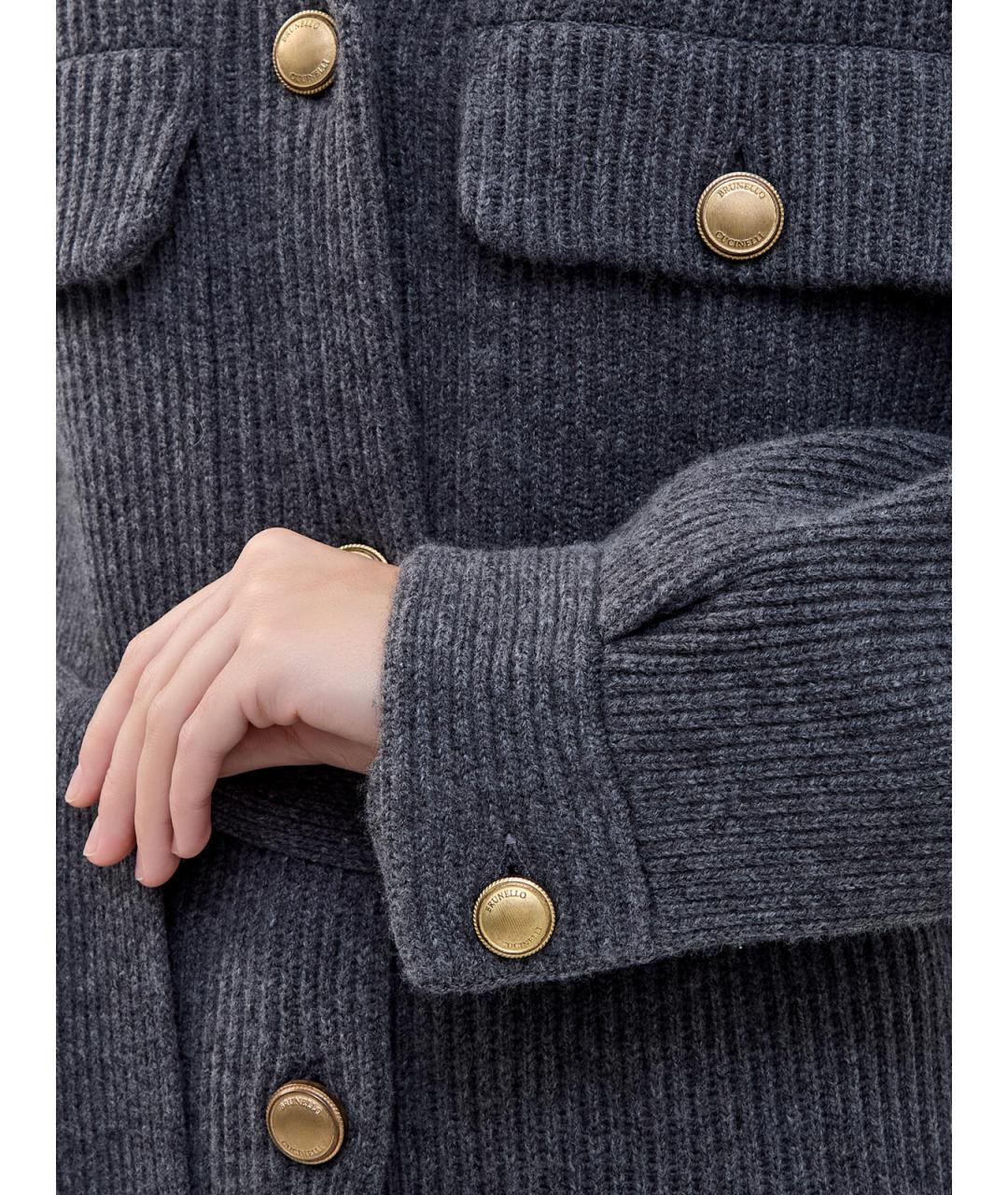 BRUNELLO CUCINELLI Серый шерстяной кардиган, фото 5