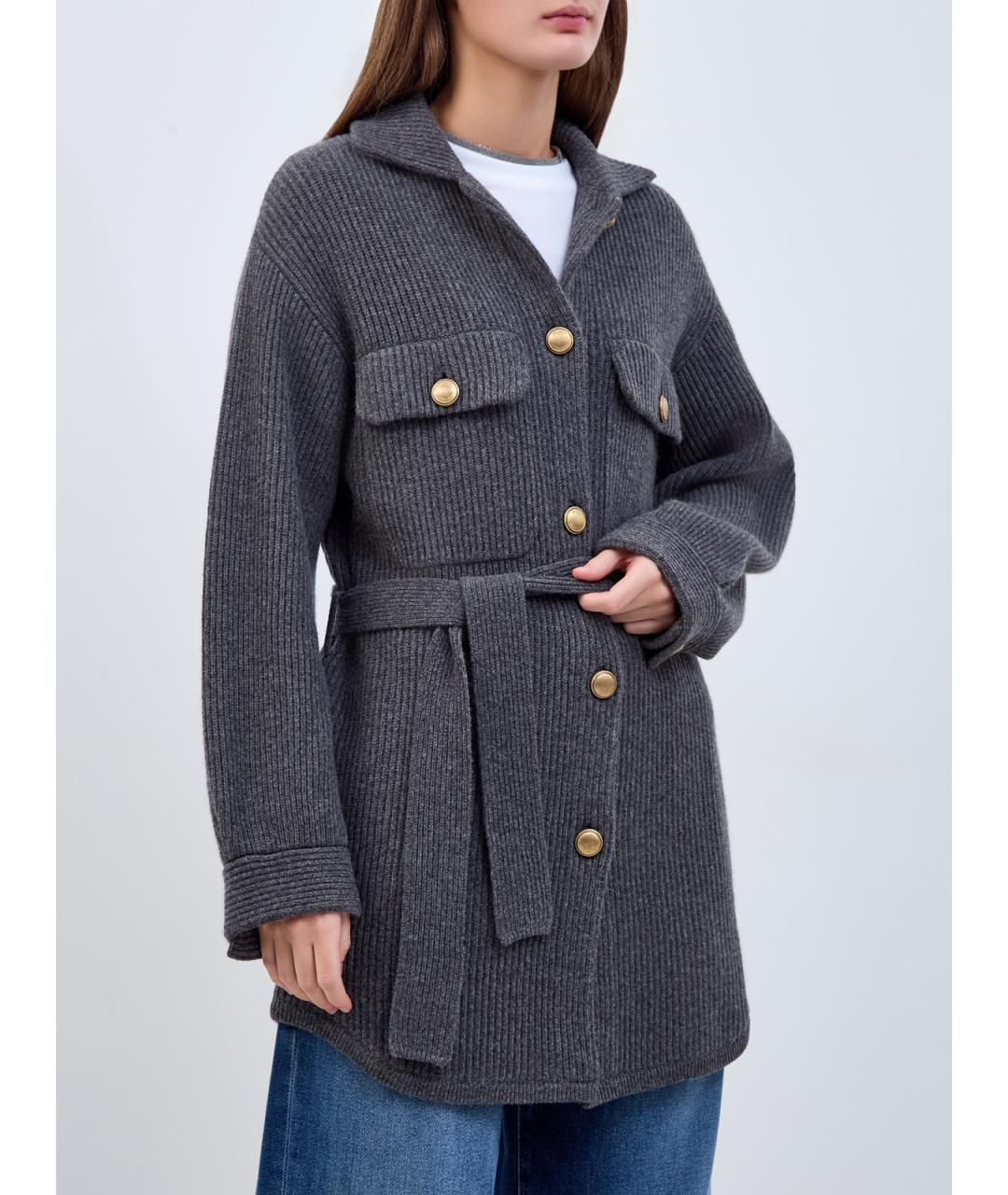 BRUNELLO CUCINELLI Серый шерстяной кардиган, фото 3