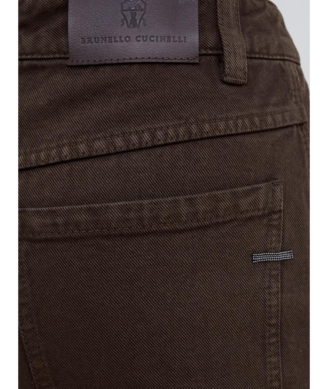 BRUNELLO CUCINELLI Коричневые хлопковые джинсы слим, фото 5