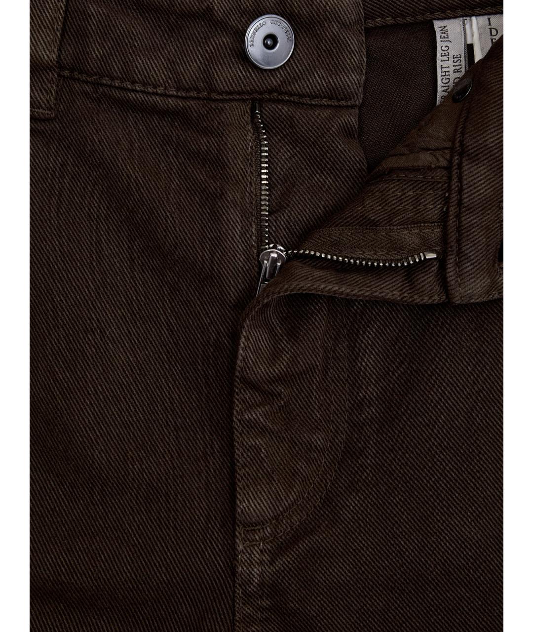BRUNELLO CUCINELLI Коричневые хлопковые джинсы слим, фото 6