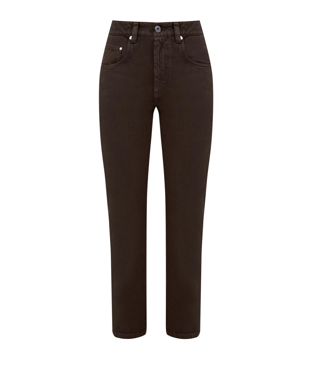 BRUNELLO CUCINELLI Коричневые хлопковые джинсы слим, фото 1