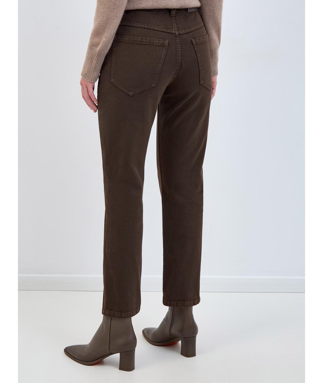 BRUNELLO CUCINELLI Коричневые хлопковые джинсы слим, фото 4