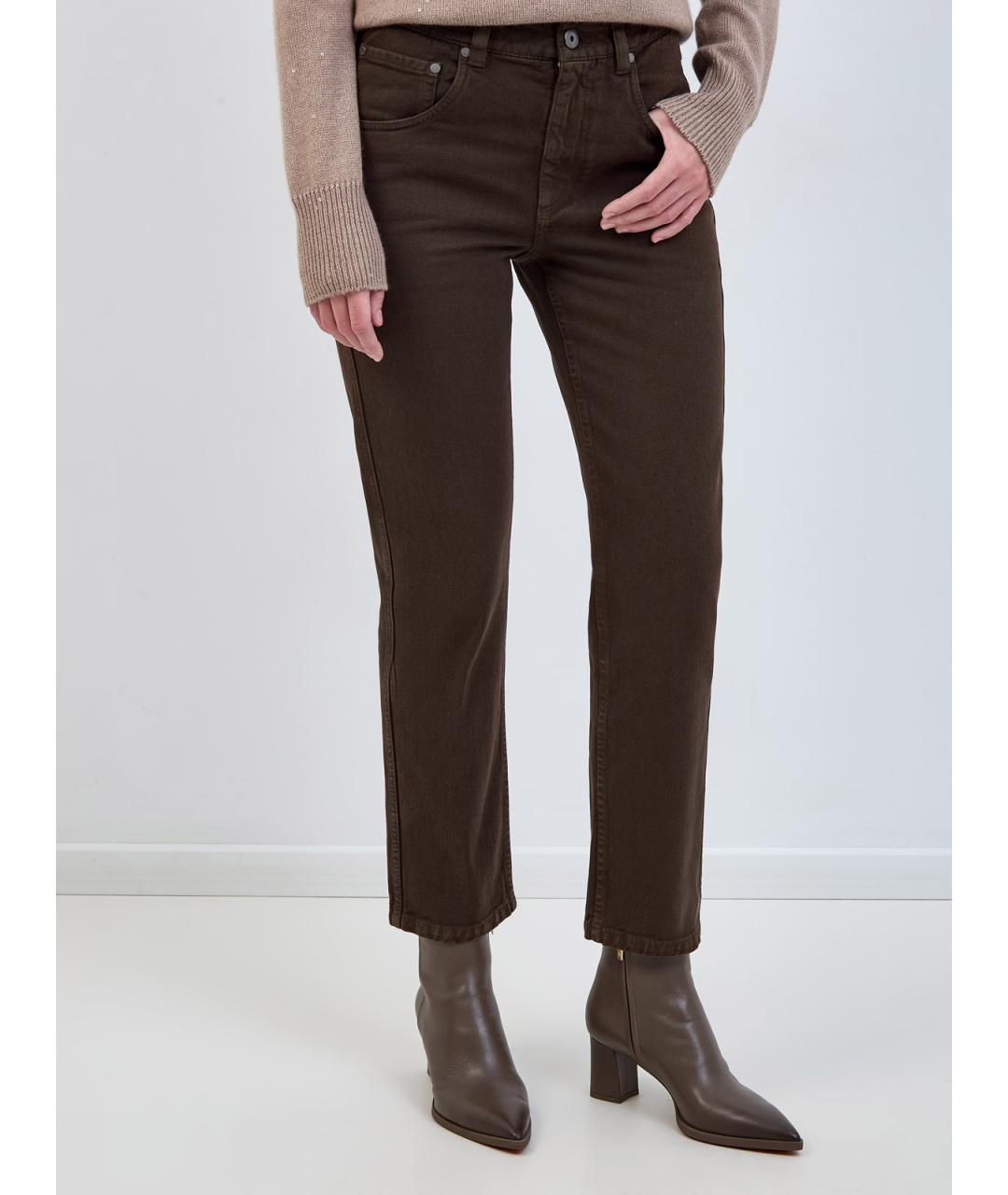 BRUNELLO CUCINELLI Коричневые хлопковые джинсы слим, фото 3