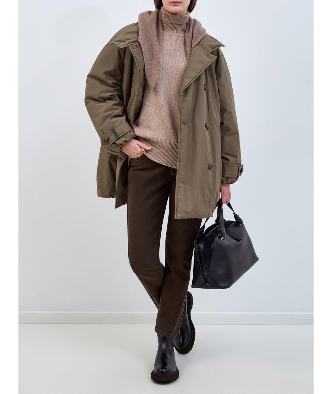 BRUNELLO CUCINELLI Коричневые хлопковые джинсы слим, фото 2