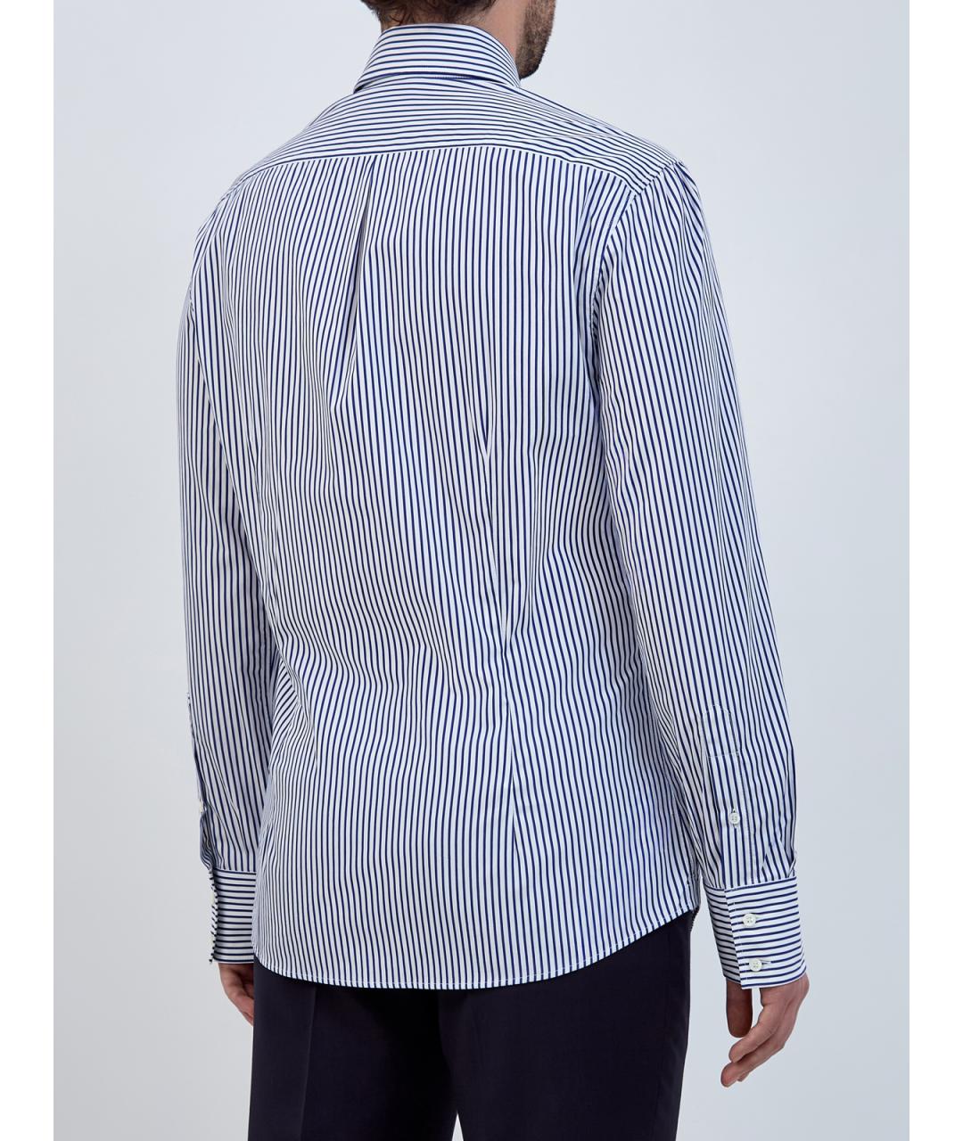 BRUNELLO CUCINELLI Синяя хлопковая кэжуал рубашка, фото 4