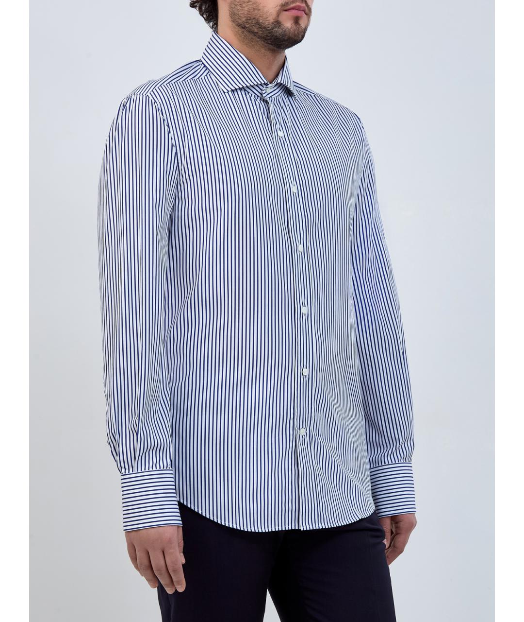 BRUNELLO CUCINELLI Синяя хлопковая кэжуал рубашка, фото 3