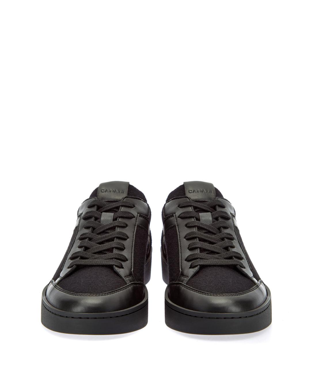 CANALI Черные текстильные низкие кроссовки / кеды, фото 6