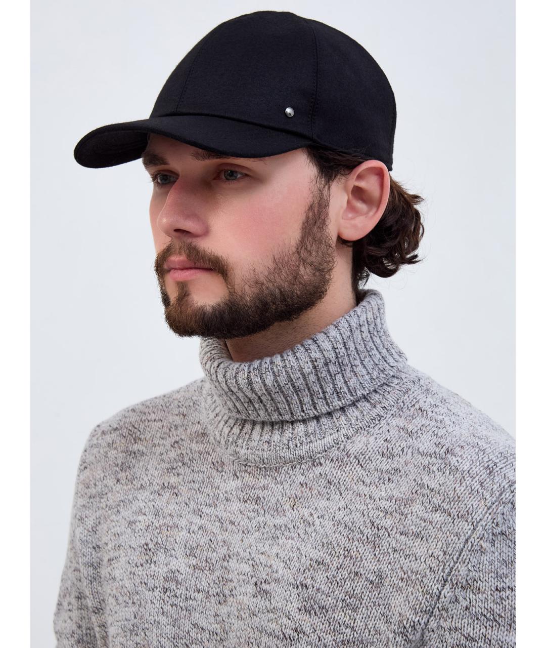 CANALI Черная шерстяная кепка/бейсболка, фото 2