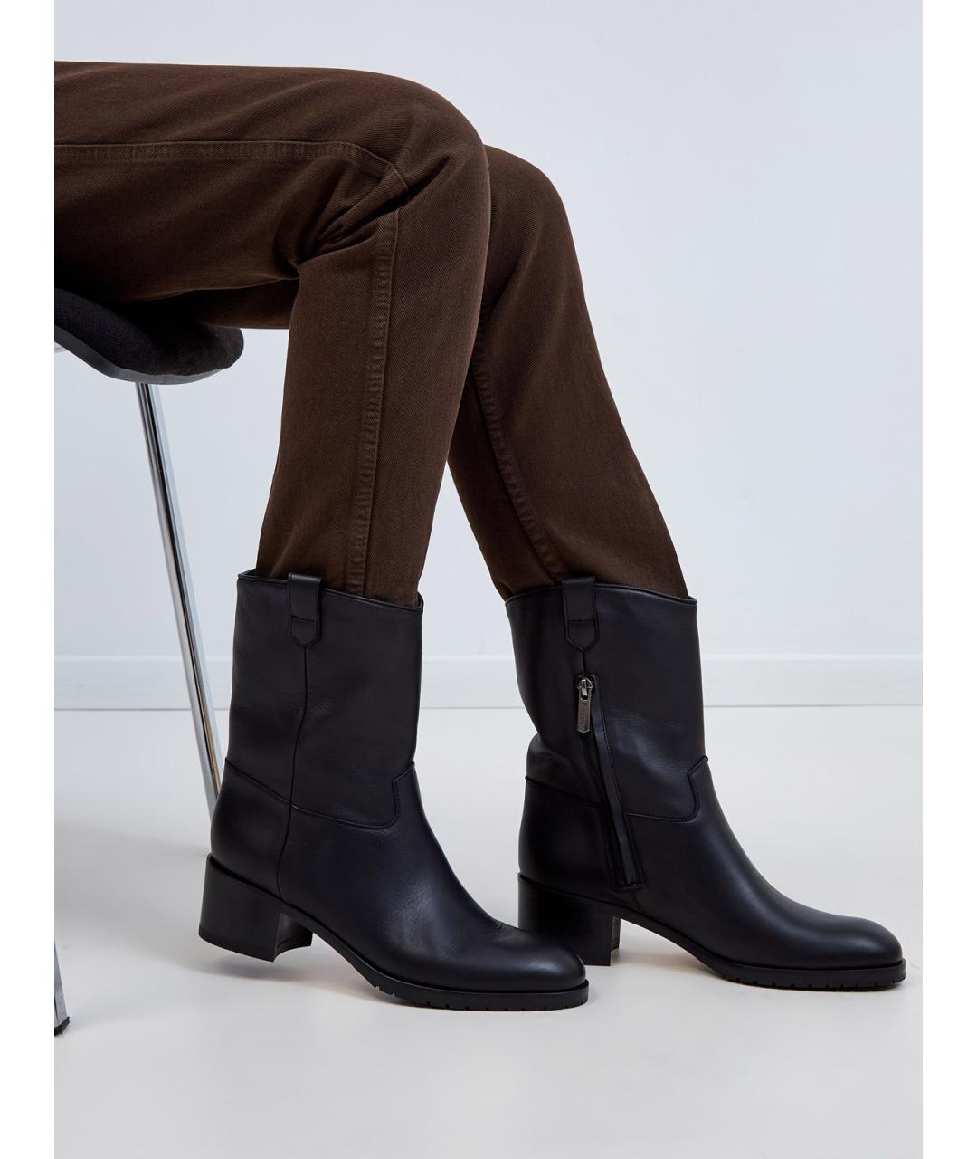 DOUCAL'S Черные кожаные ботильоны, фото 2