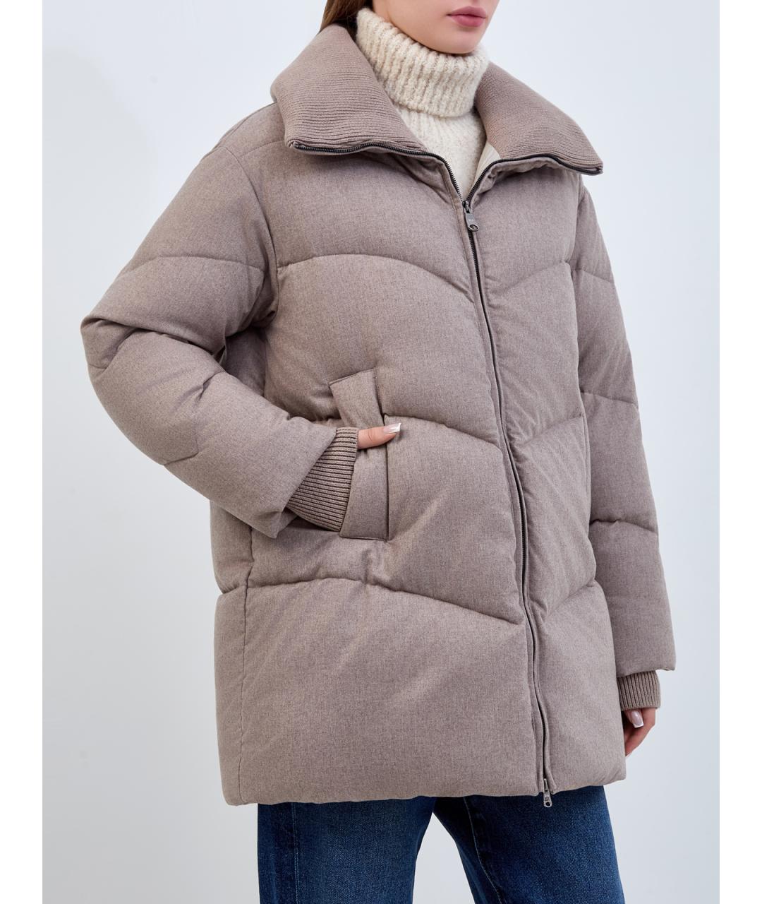 HETREGO Коричневый полиамидовый пуховик, фото 3