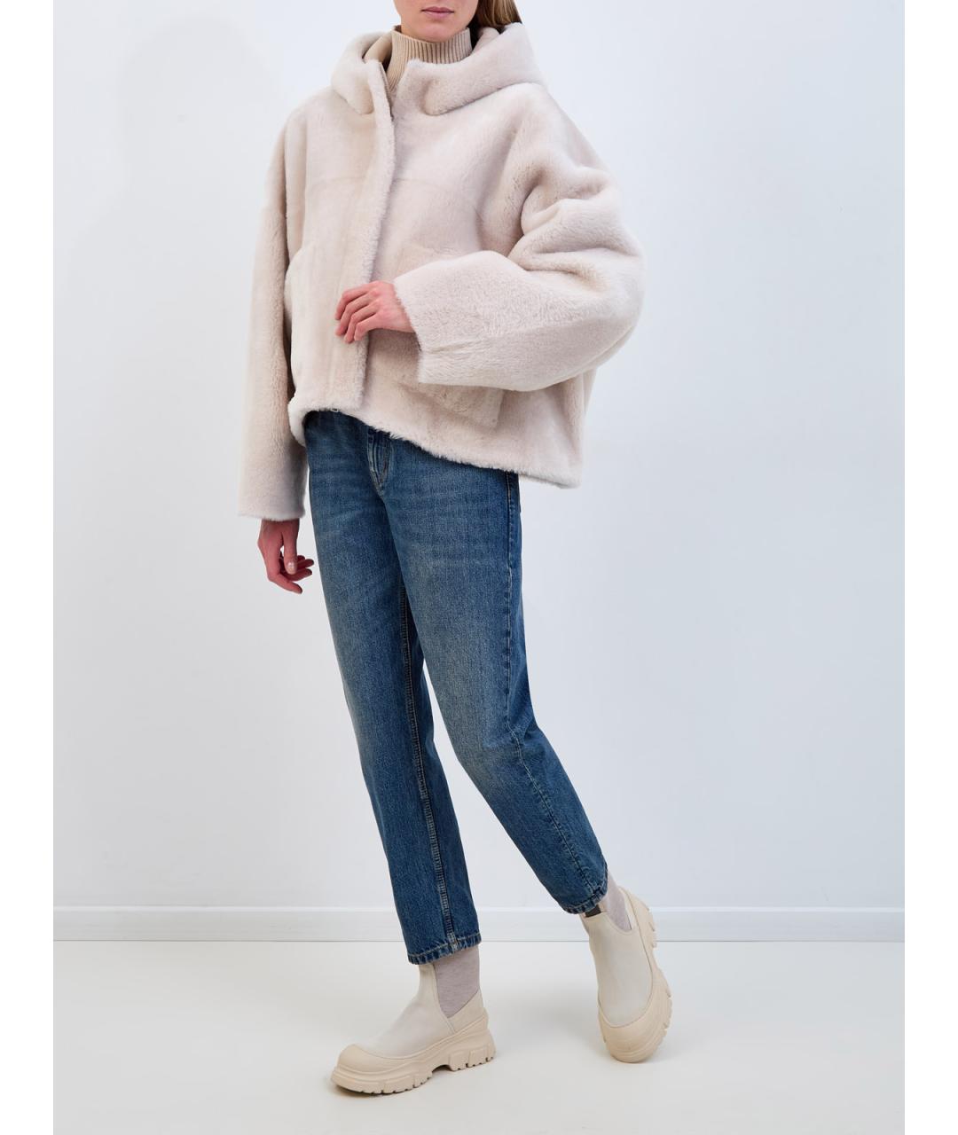 BLANCHA Белая меховая дубленка, фото 2