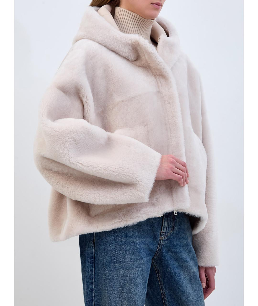 BLANCHA Белая меховая дубленка, фото 3