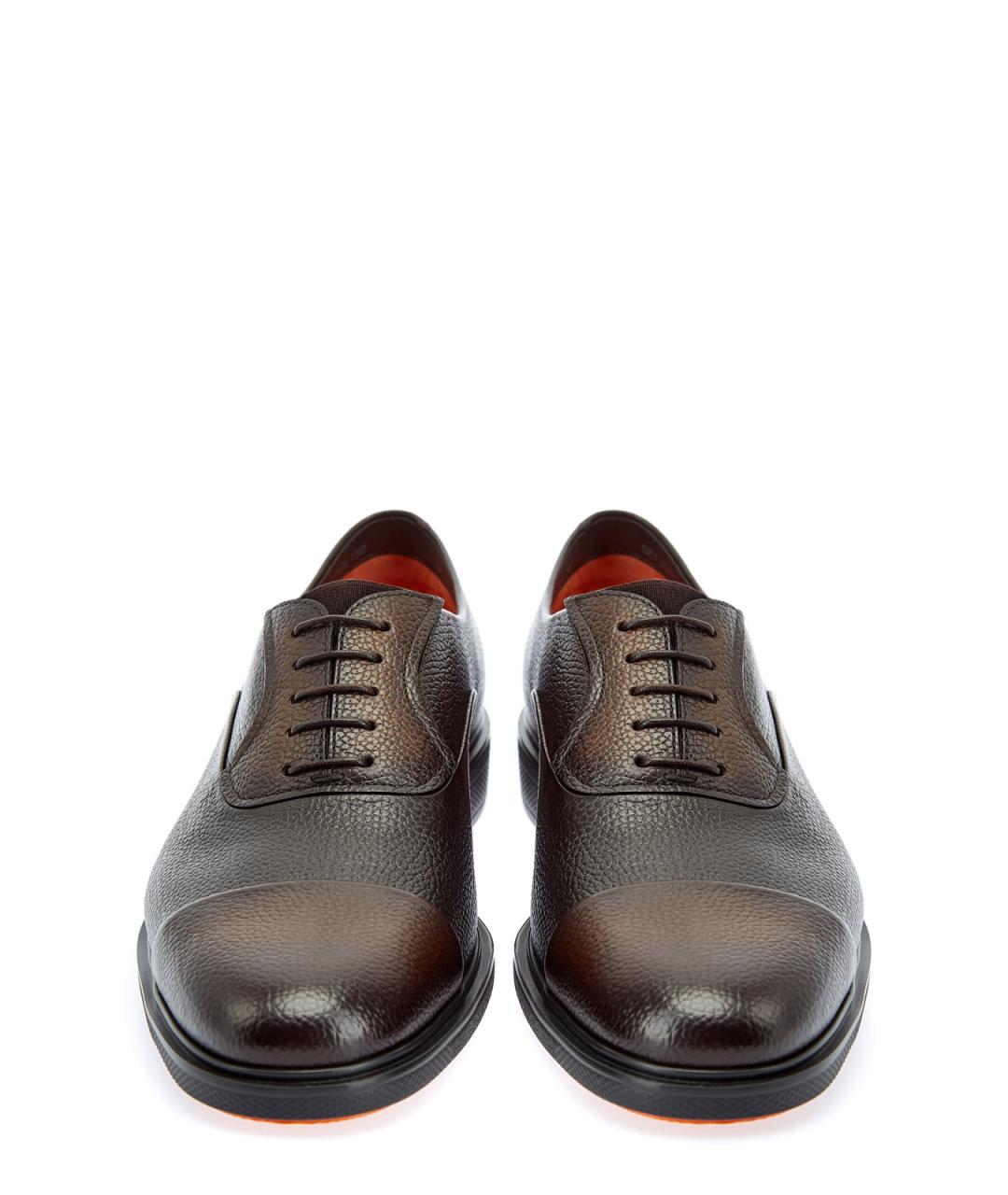 SANTONI Коричневые кожаные туфли, фото 6