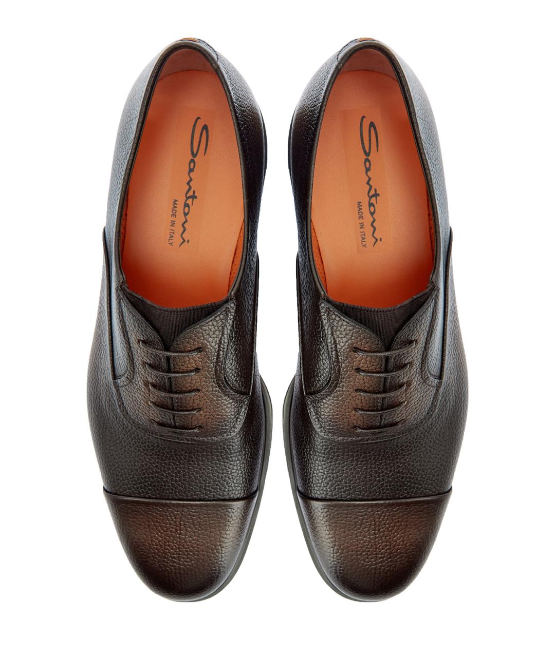 SANTONI Коричневые кожаные туфли, фото 5