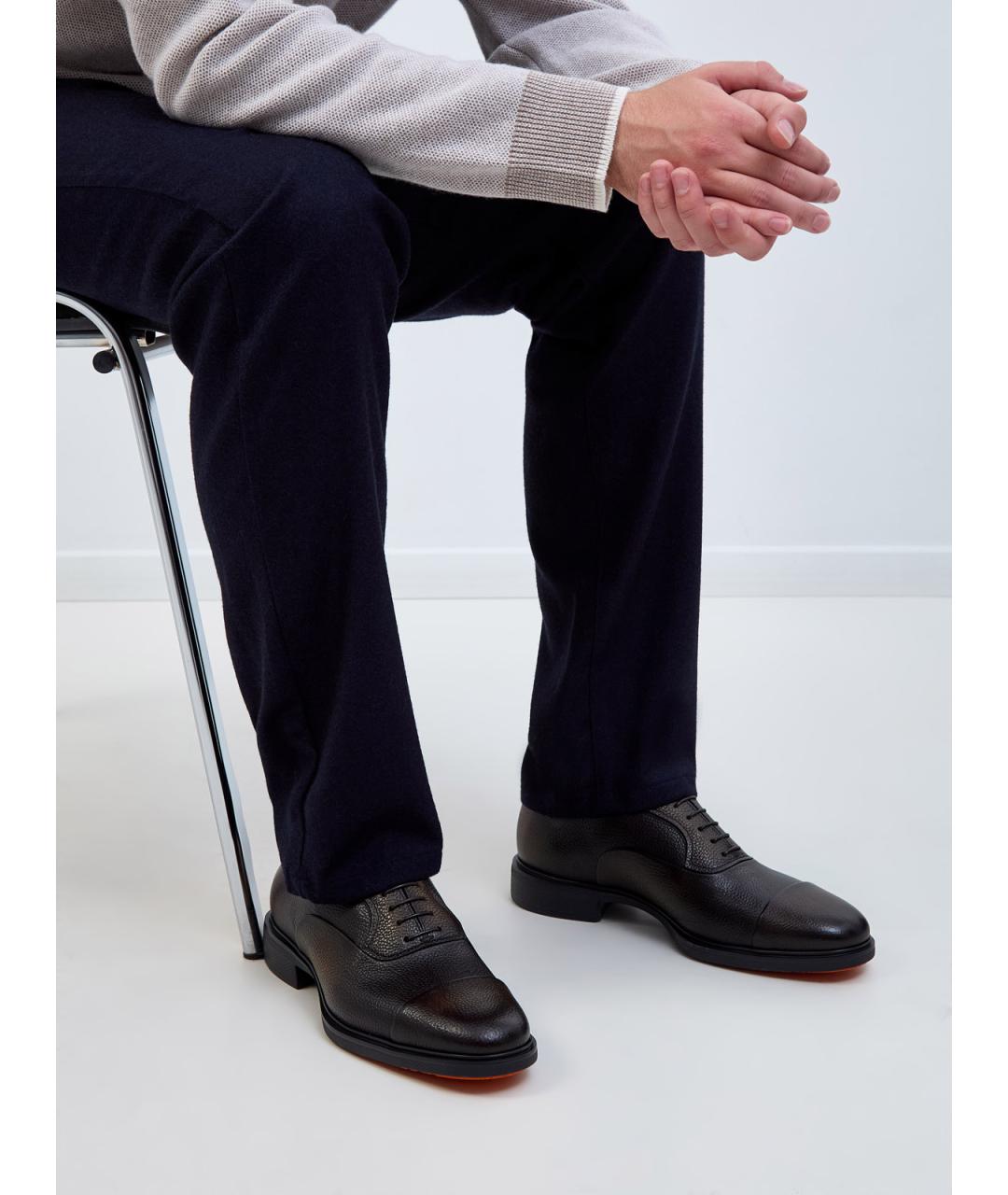 SANTONI Коричневые кожаные туфли, фото 2