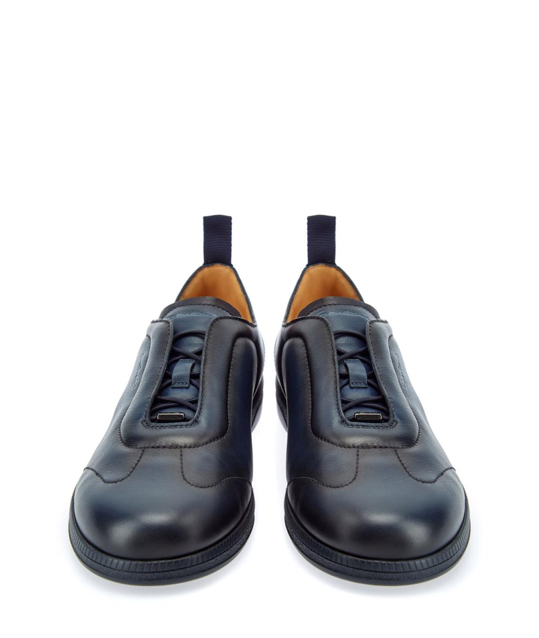 SANTONI Синие кожаные низкие кроссовки / кеды, фото 6