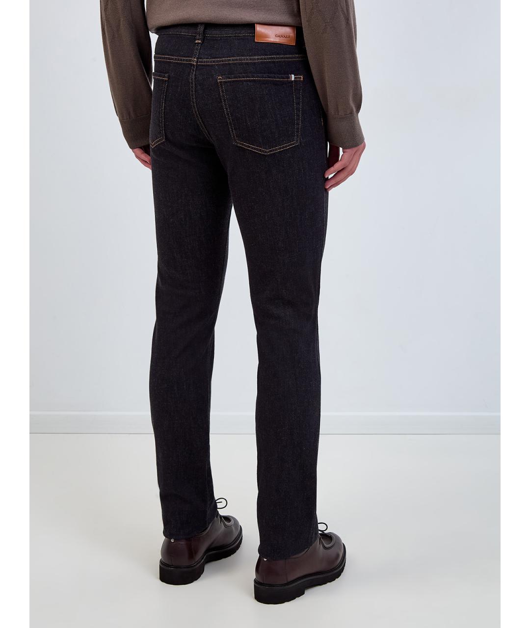 CANALI Синие хлопковые прямые джинсы, фото 4