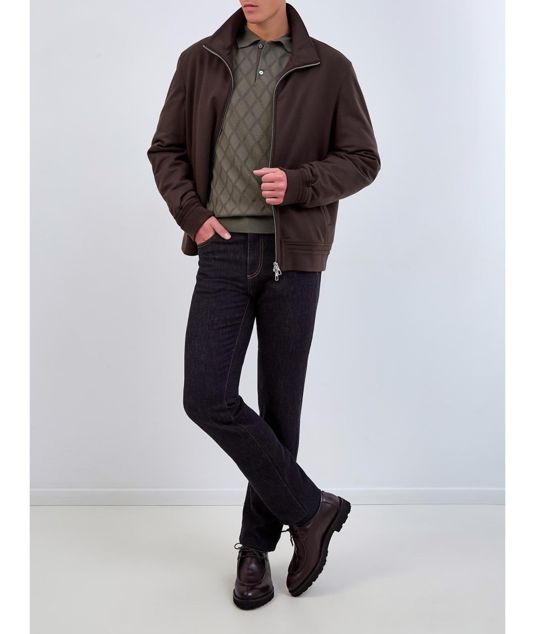 CANALI Синие хлопковые прямые джинсы, фото 2